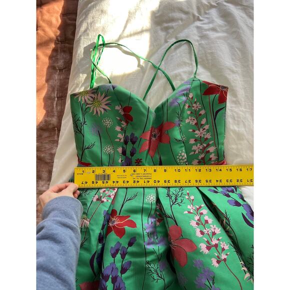 Eliza J Green Floral Spaghetti Strap Fit & Flare Dress - Picture 14 of 16